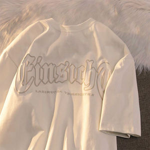เสื้อยืดพิมพ์ลายพัฟฟ์แบบกำหนดเอง ผ้าฝ้าย 100% สีขาวล้วน เสื้อยืดโอเวอร์ไซส์ผู้ชาย Pour Hommes - Product Image 2