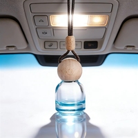 Flacon de parfum de luxe en verre avec bouchon en bois massif, rechargeable et recyclable, flacon de parfum haut de gamme pour la décoration de voiture