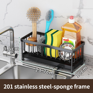 ZX da <span class=keywords><strong>cucina</strong></span> 304 lavello in acciaio inossidabile supporto per scolo telescopico a 2 livelli con doppio sapone in spugna e straccio in metallo - Product Image 6