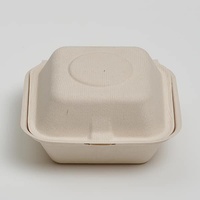 Wegwerp suikerriet chemisch-vrije clamshell to-go verpakkingen van bagassevezel, biologisch afbreekbaar, milieuvriendelijk, BPI-gecertificeerd voor voedsel.