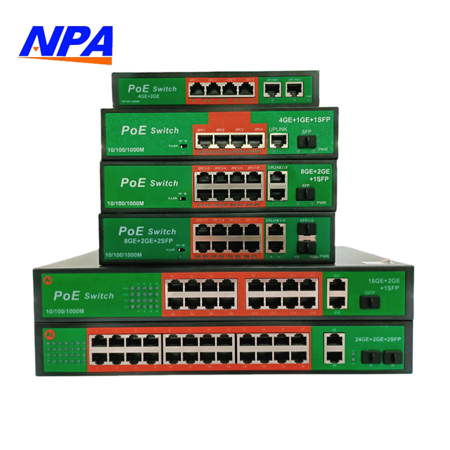 ANPA Factory Directly 10/100/1000Mbps POE Gigabit Ethernet Switch 4-24 Port Stackable VLAN Support 12G Capacity for CCTV & PC