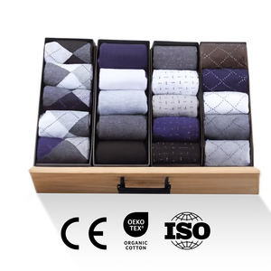 Calcetines de equipo personalizados de alta calidad para hombre Spandex/Nylon/mezcla de algodón transpirable estampado Digital cuerpo calcetines de negocios caja de regalo azul - Product Image 1