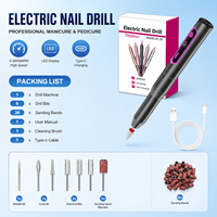 Elektrischer Tragbarer Aluminium-Nagelfräser in Stiftform 30000RPM USB-Aufladbar Nagelfeilen-Set für Acryl-/Gelnägel Nagelhaut/Abgestorbene Haut