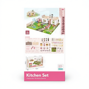 Toblcibora Kitchen Set DIY Single Story Villa Plastic Pretend Play Toy For Kids 5 7 Years Unisex - Product Image 1