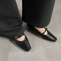 Nouveautés 2026 – Chaussures plates pour femme en cuir véritable de haute qualité, à bout carré, avec boucle à talon intégré, confortables, style scolaire