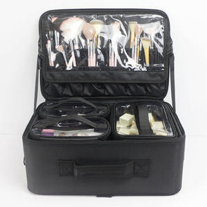 Trousse de maquillage professionnelle étui de <span class=keywords><strong>voyage</strong></span> cosmétique Portable grand étui à outils de barbier de stockage de vernis à ongles avec ceinture d'épaule - Product Image 3