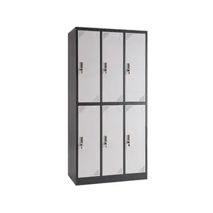 Casillero con compartimento para gimnasio de diseño moderno, armario de metal, casillero de 6 puertas