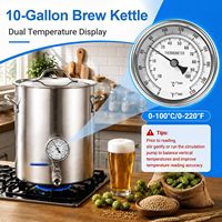 Wellbom 20L&40L Kit de brassage de bière moderne en acier inoxydable avec thermomètre, fond composite et triple filtration pour brassage maison