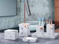 Ensemble d'accessoires de salle de bain ODM élégant en résine, six pièces, design vintage de luxe, style arabe, écologique, effet marbre, pour la maison et l'hôtel