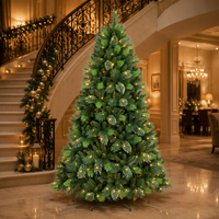 Nouvelle conception, arbre de Noël artificiel de luxe pré-éclairé de haute qualité, style aiguilles de pin en cachemire, avec lumières LED