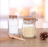 Botol Garam Mandi Kaca 130ml 250ml Stoples Kosmetik 8oz Botol Kaca dengan Sendok Kayu dan Tutup Gabus