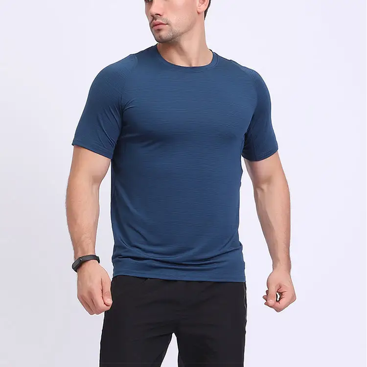 Camiseta de spandex azul marinho escuro personalizada, venda no atacado