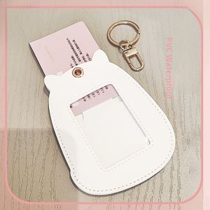 Llavero de estilo lindo con diseño de gato en relieve de cuero PU, creativo y adorable, para tarjetas de estudiante, tarjetas de autobús y etiquetas de equipaje de viaje aéreo - Product Image 6