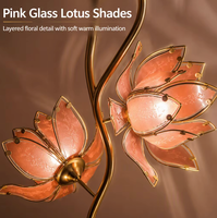 Lampes de sol en forme de lotus de luxe de haute qualité en gros, lampes de sol LED en forme de fleur, décoration intérieure en verre pour le salon