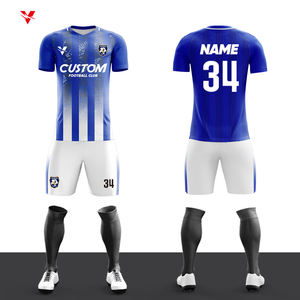 Homens personalizados Retro Soccer Jersey Sublimação Azul e Branco Stripe Blank Futebol Jersey Quick Dry Respirável Futebol Jersey M948 - Product Image 1