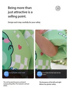 سترة سباحة للأطفال الصغار برسوم كرتونية مع سترة للطفو بأكمام مائية معدات للسباحة الصغار - Product Image 6