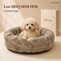 Yangyangpet Fleece-Stoff Graues Rundes Hundebett mit Abnehmbarem Bezug, Komfortabler Rutschfester Unterseite und Individuellem Luxus-Design