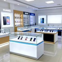 Conception d'intérieur de magasin mobile 3D gratuite, solution personnalisée de mise en espace de salle d'exposition pour magasin de téléphonie mobile, centre commercial de luxe, éclairage LED en aluminium