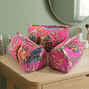 Large Capacity Eco-Friendly Printed Canvas Cotton Simple Makeup Organizer <b>Case</b> Open Closure Bag <b>PC</b> Makeup Box - Product Image 2