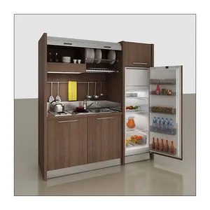 Mini armario de cocina moderno, diseño simple, color gris brillante, precio barato, hecho en china