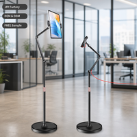 Support de sol télescopique en alliage d'aluminium à rotation 360° pour tablette, réglable en hauteur, idéal pour le bureau et le streaming en direct (vente en gros)