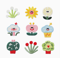 Geborduurde stoffen sticker, zelfklevende strijkpatch, cartoon zonnebloem, sjaal- en hoeddecoratie, kledingaccessoires