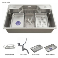 Évier de cuisine multifonctionnel en acier inoxydable 304 de qualité alimentaire, grand bac unique, anti-huile et anti-eau, revêtement nano, directement de l'usine