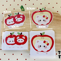 Lot de 5 autocollants décoratifs mignons en forme de chat pomme, finition brillante, écologiques, pour journal, scrapbook, bricolage, assortiment mixte