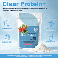 Poudre de protéines Clear Protein+ 461g saveur fraise 16g de protéines Collagène Sans sucre Électrolytes Fibres Probiotiques Vitamine C Biotine