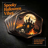 Sous-verres personnalisés en PVC pour Halloween, imperméables, antidérapants, avec logo sur mesure, pour fêtes, cadeaux promotionnels, fournisseur en gros