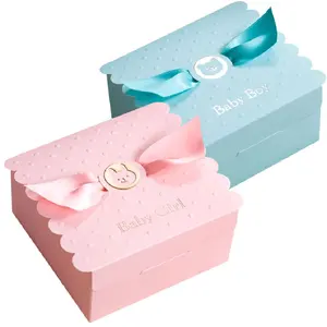 New Design High quality Unique Mini Small style custom Blue Simple packaging gift box for baby shower and birthday party