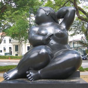 Scultura in Rame Stile Fernando <span class=keywords><strong>Botero</strong></span>, Statua in Bronzo a Grandezza Naturale di Donna Nuda Seduta, Raffinata e Formosa - Product Image 2