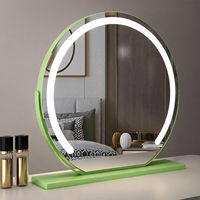 Miroir de maquillage de luxe moderne pour bureau, avec interrupteur tactile, lumières LED à intensité variable, grossissant, en métal et verre, sur pied, pour la maison et l'hôtel