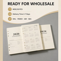 Bloc-notes spirale blanc A5, papier de remplissage pour calendrier à 6 trous, 80 feuilles