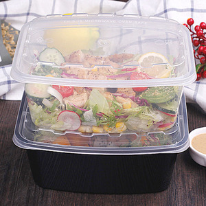 Contenedor <span class=keywords><strong>rectangular</strong></span> de plástico para alimentos, caja de embalaje desechable para llevar, con tapa, 1500M - Product Image 4