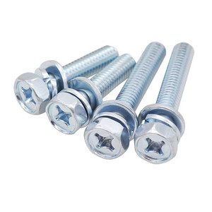 Tornillos Combinados SEMS de Grado 8.8 de Acero al Carbono con Recubrimiento de Zinc, Cabeza Hexagonal con Ranura Cruzada y Arandelas - Product Image 1