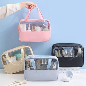 Trousse de maquillage rose trousse de toilette pour femme sac à main en cuir de crocodile - Product Image 2