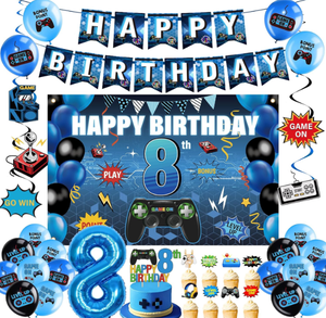Decoración para Fiesta <span class=keywords><strong>de</strong></span> 10 Años con Temática <span class=keywords><strong>de</strong></span> Videojuegos: Banderines, Pósters, Guirnaldas, Serpentinas, Globos <span class=keywords><strong>de</strong></span> Número, Globos Impresos, Adornos para Pastel - Product Image 2