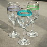 Verres à vin givrés de luxe avec bordure dorée et base épaissie, gobelets à bière et à eau avec bande dorée givrée pour fêtes à domicile et hôtels