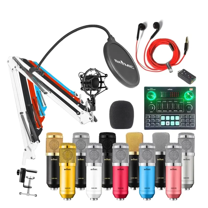 OEM Factory Sound Card with Microphone Media Kits for Broadcasting Recording Equipment Sound Card Kit