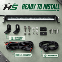 Barre lumineuse LED HSSH 10-50 pouces à une rangée pour la fonte de glace, 50W-250W, faisceau de conduite avec capteur de température, éclairage tout-terrain pour camion 4x4