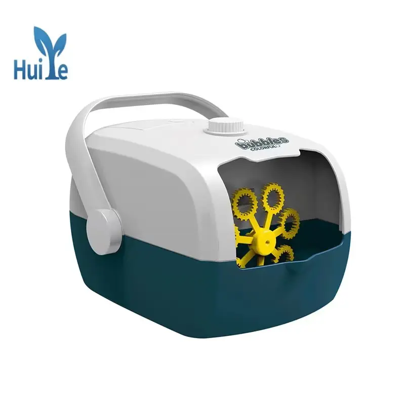 Huiye 2024 Máquina de bolhas de mala de venda quente para crianças brinquedos ao ar livre divertidos elétrica automática máquina de bolhas de brinquedo
