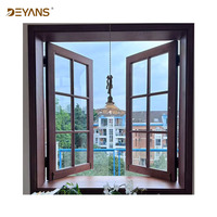 Ventanas DEYANS de Madera Revestida de Aluminio, Ventanas con Rejilla Resistentes a la Humedad y Anti-Termitas, Estilo Francés Retro para Resorts Tropicales y B&B