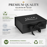 Boîte cadeau magnétique rigide noire élégante et luxueuse, recyclable, avec gaufrage, laminage mat, doublure en éponge et ruban pour l'emballage de bougies