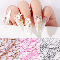 Autocollants pour ongles en résine or et argent, motifs lignes fines françaises, décalcomanies métalliques de luxe pour nail art, décorations tendance pour doigts