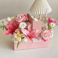 Boîte à gâteau carrée transparente avec logo personnalisé, poignée, doublure en éponge recyclable, carton ondulé, emballage cadeau, laminage mat