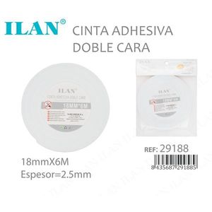 Cinta Adhesiva de Doble Cara Ilan 18mm X 6m Grosor 2.5mm Para Montaje y Fijación - Product Image 1