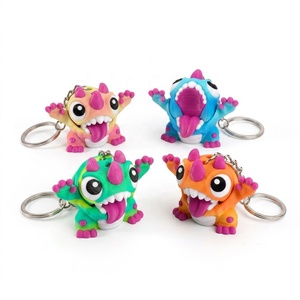 Lindo Llavero de Monstruo Multicolor Impreso en 3D con Lengua Fuera, Adorable Colgante Estilo Dinosaurio para Accesorios de Juguete Personalizados y Modernos - Product Image 3