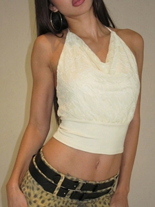 Nouveau produit hiver 084 : Top court tendance avec dentelle et bretelles fines, dos nu - Product Image 3