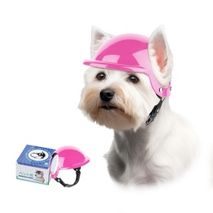 Casco per animali domestici caschi per cani da moto con fori per le orecchie sport casco per cani gatti (rosa) - Product Image 3